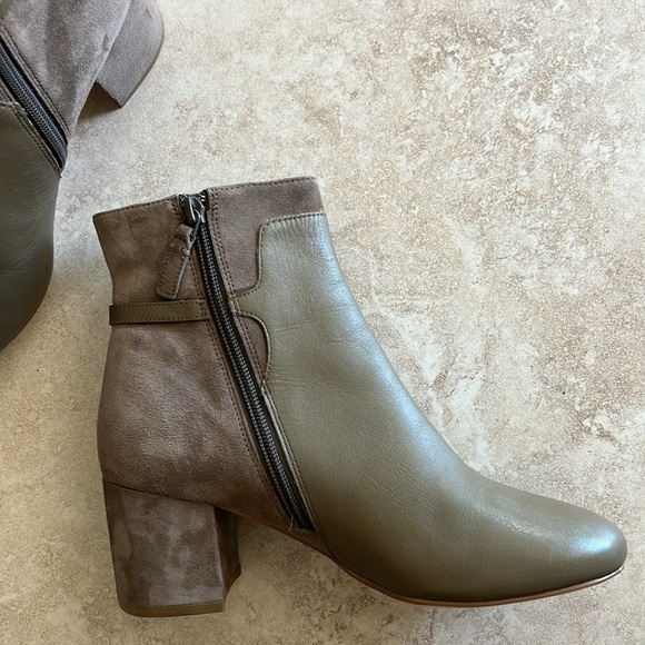 Like New Cole Haan Amalie Grand 360 Leather/Suede Heeled Olive Green Boot SZ 7 - Picture 3 of 7